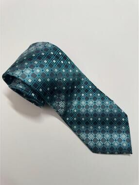 Alexander Julian Colours Tie With Silver And Teal Patttern